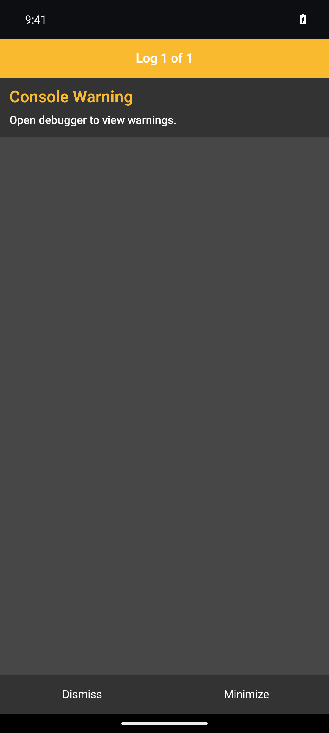 App showing dev console overlay over empty content after bundle failed to load