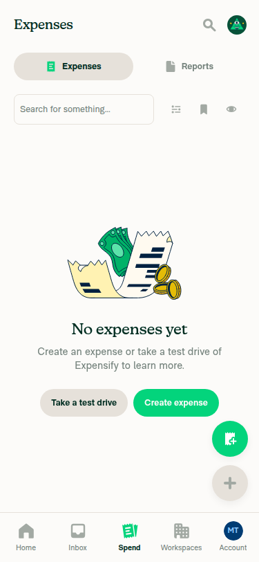 Spend page narrow, full view