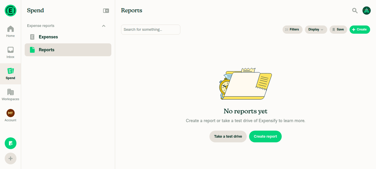 Reports still selected after Inbox to Spend round trip