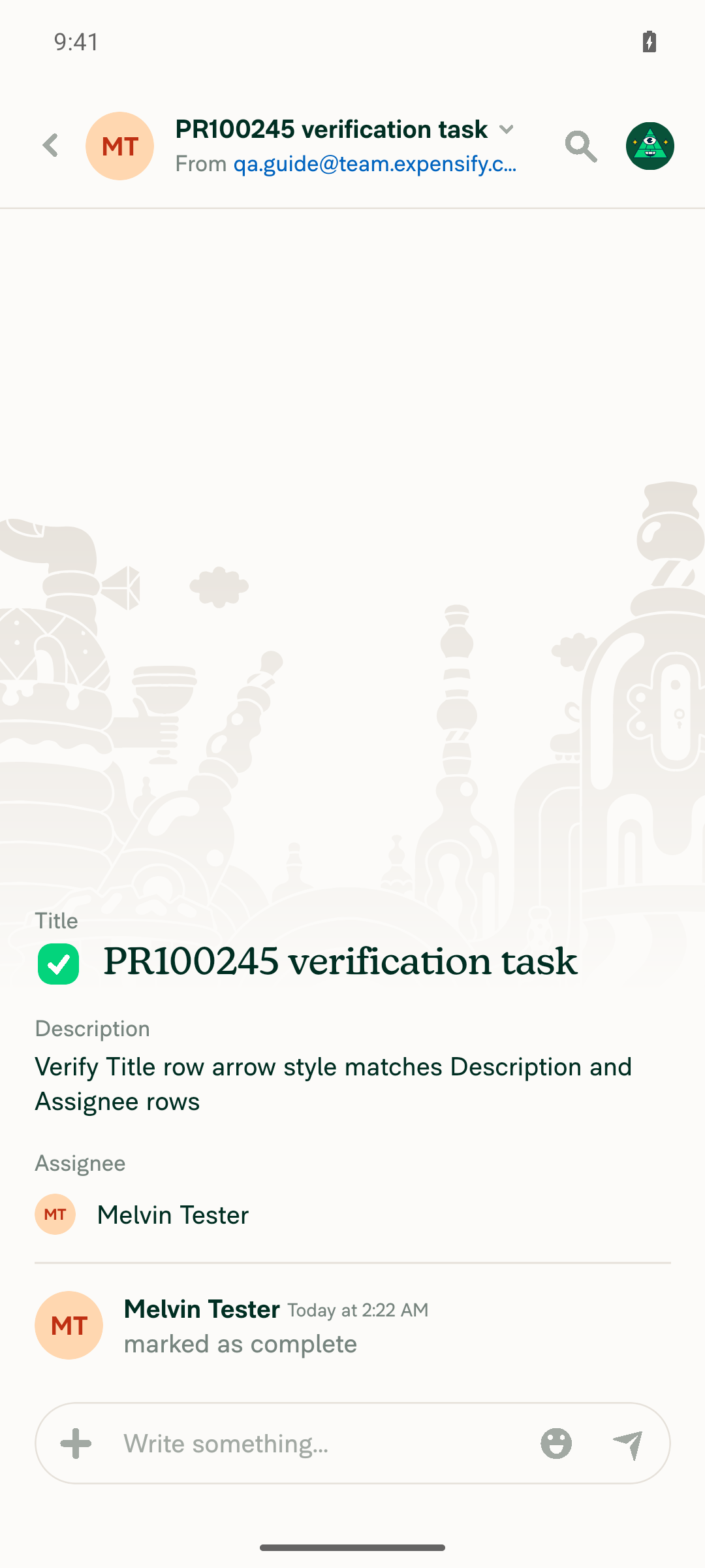 Task marked complete via checkbox