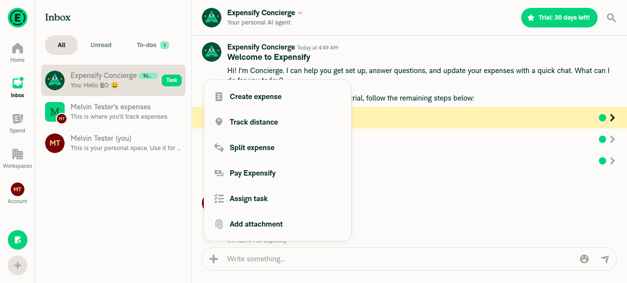 Composer actions menu showing the Add attachment entry point