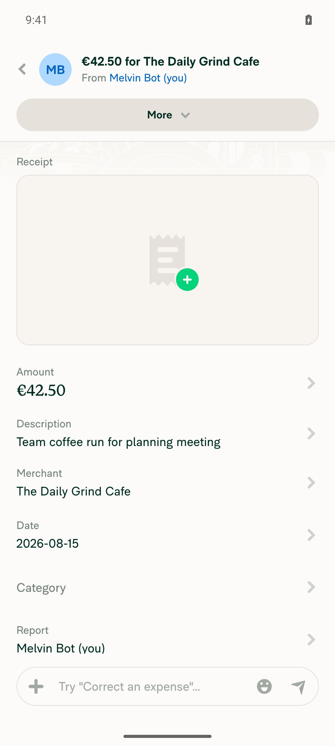 Expense details after date edit to 2026-08-15