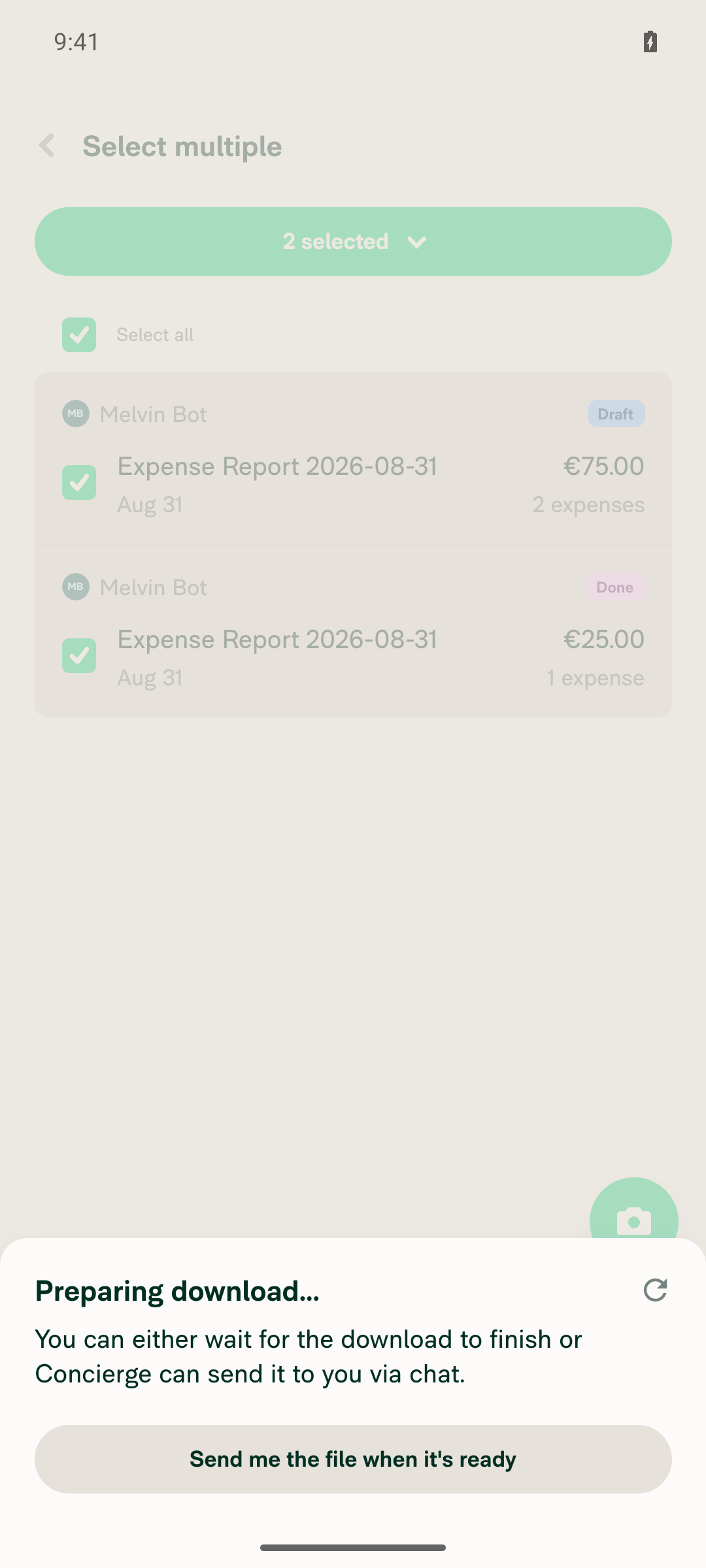 Export status modal still visible after rotating back landscape to portrait mid-export