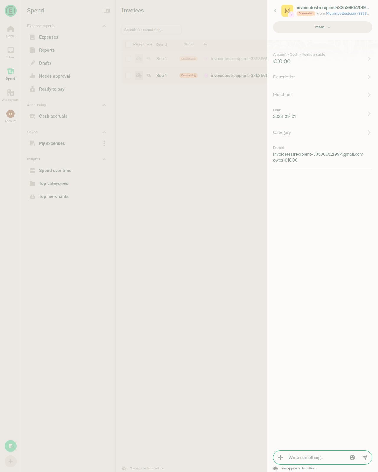 Second invoice report opened while offline, no Join button