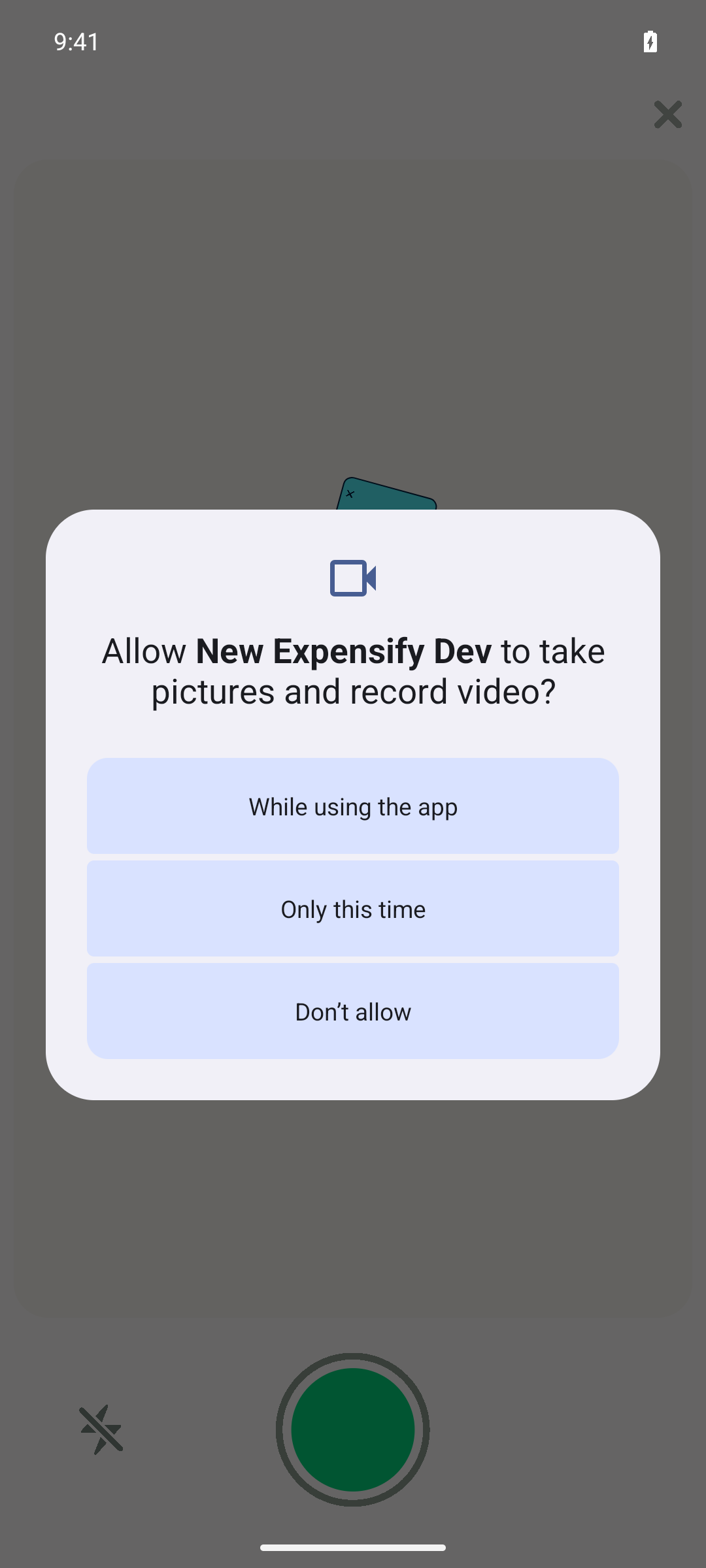 OS camera permission prompt
