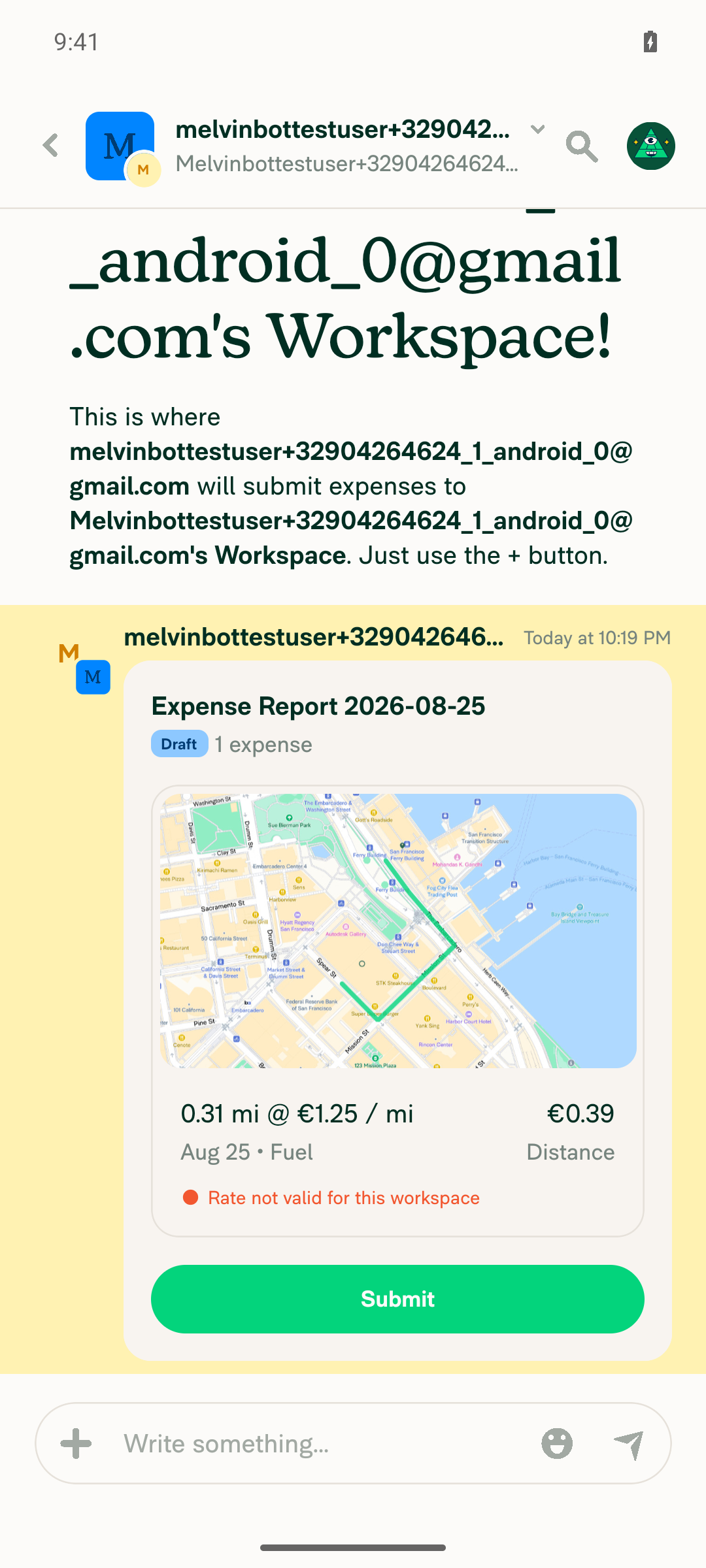Map still visible after deleting Rate A, showing 'Rate not valid for this workspace'