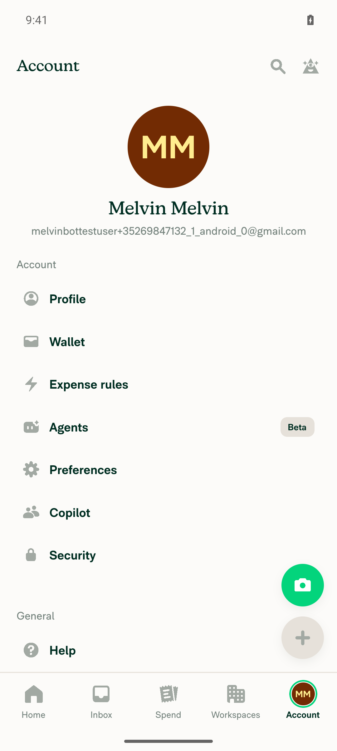 Account settings screen after navigating back from Profile