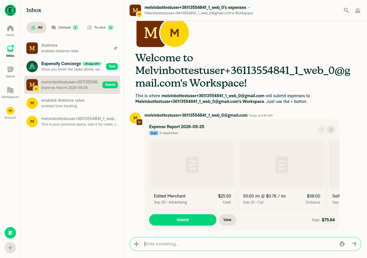 Moved expense in workspace report