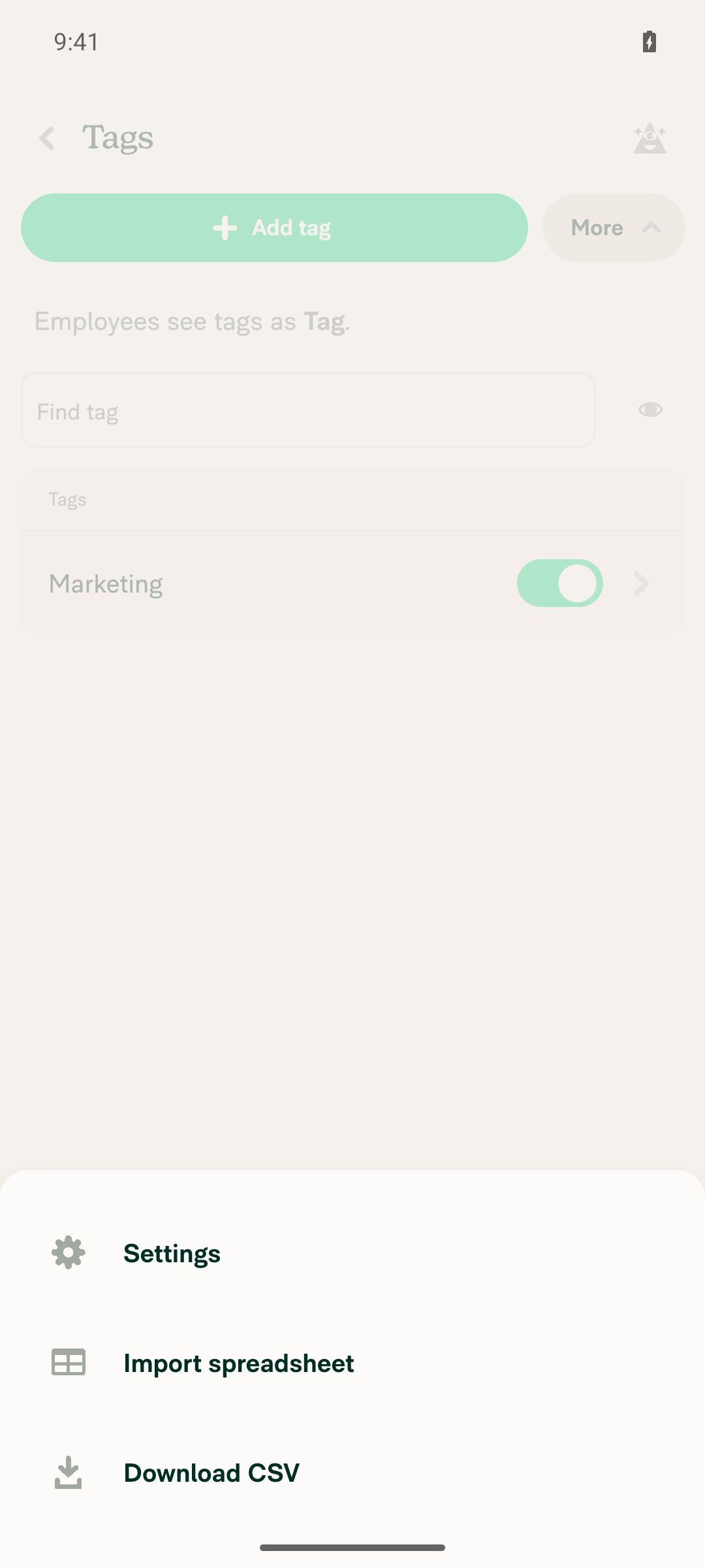 More menu without accounting connection
