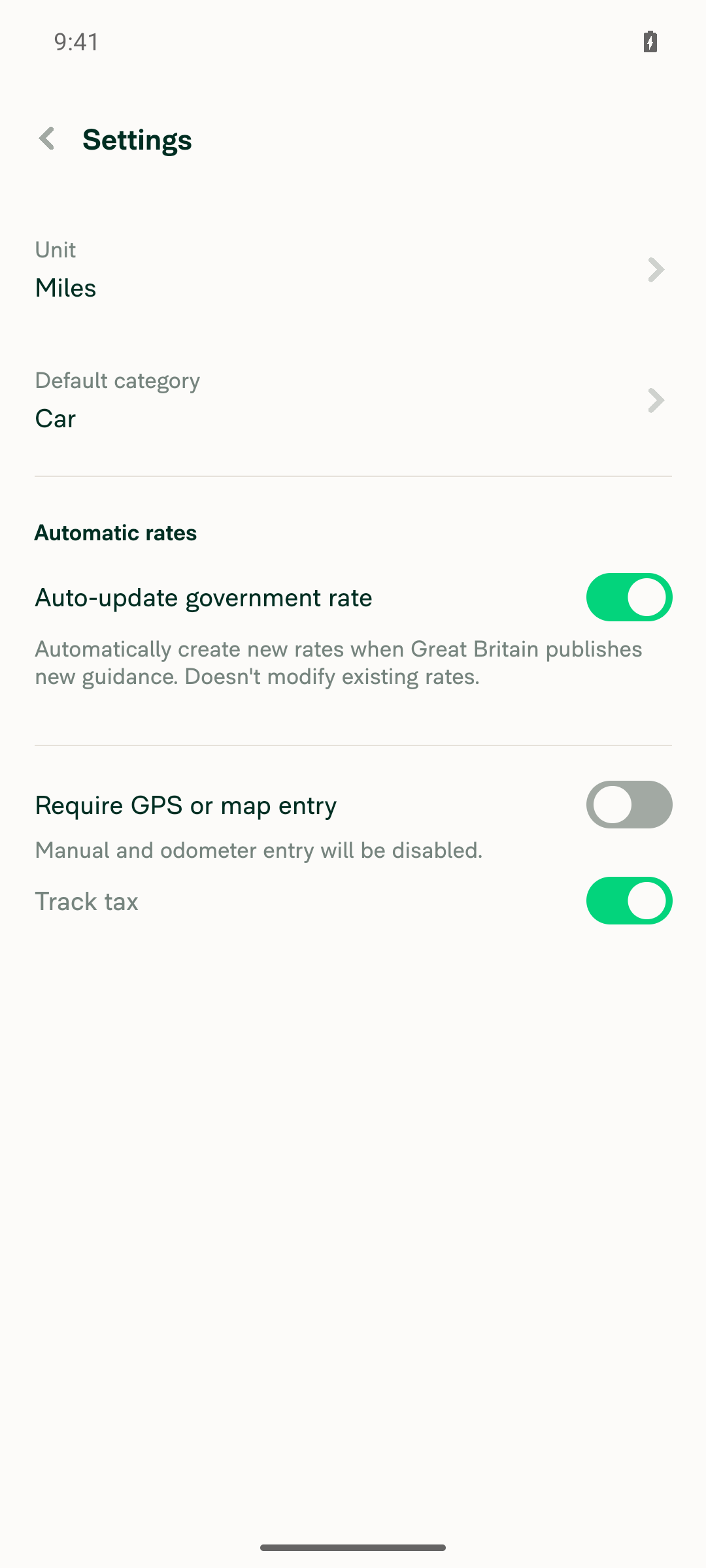 Track tax enabled