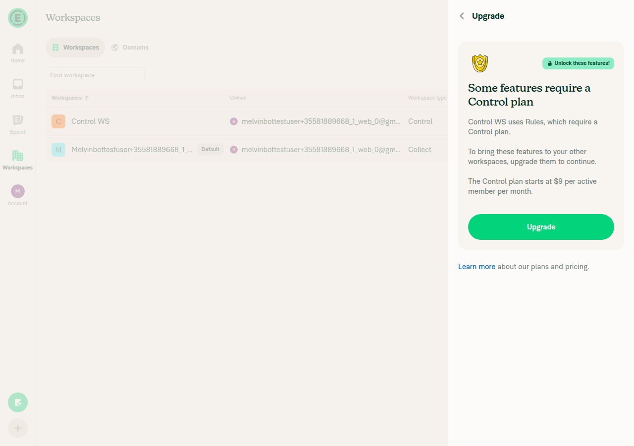 Upgrade step: Some features require a Control plan