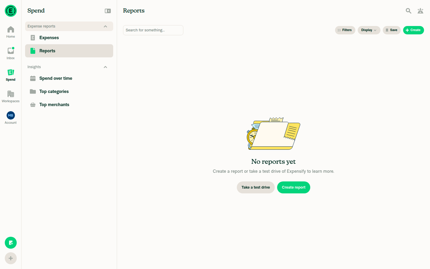 Wide layout with content header reading Reports, matching selected tab