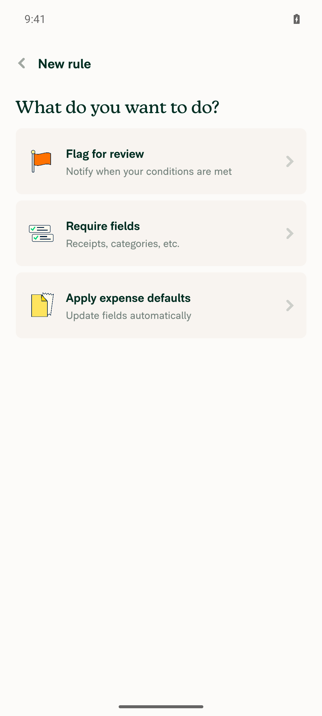 Category-scoped New rule page without describe section