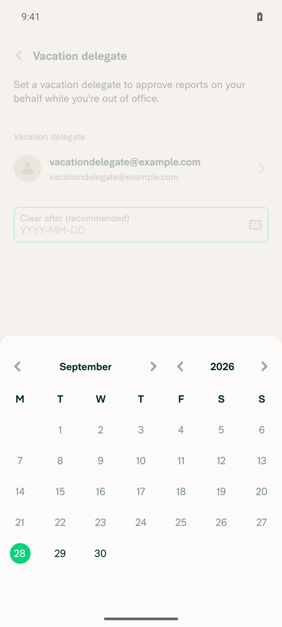 Date picker with past dates disabled