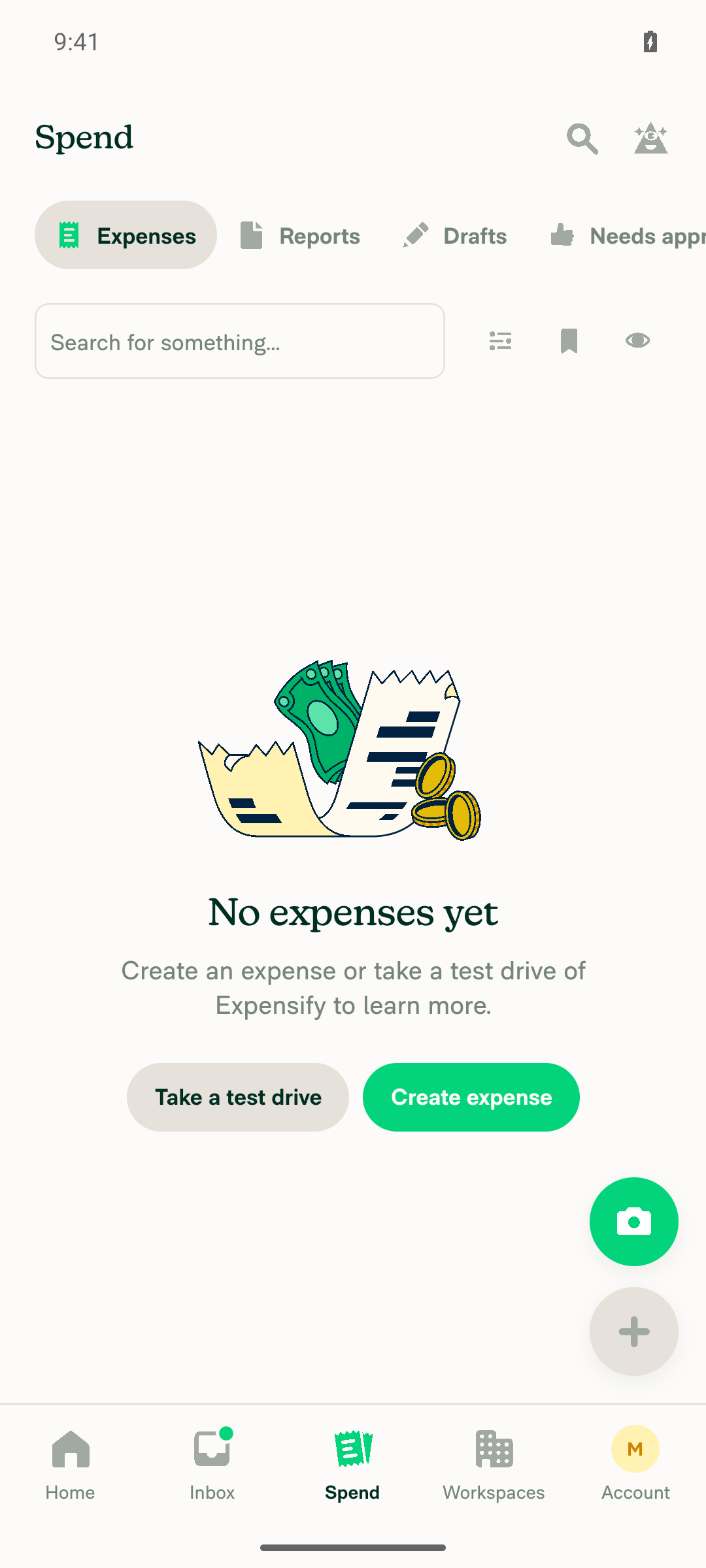 Expenses search loaded
