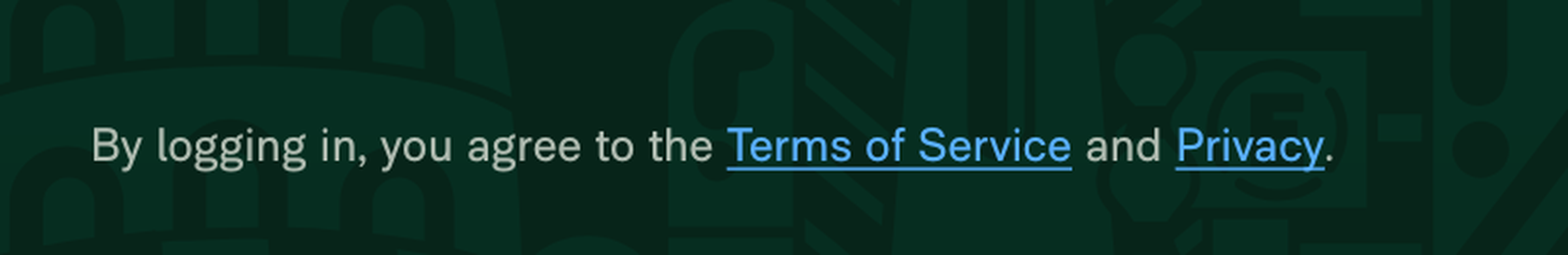 Zoomed fine-print line showing underlined ToS and Privacy links