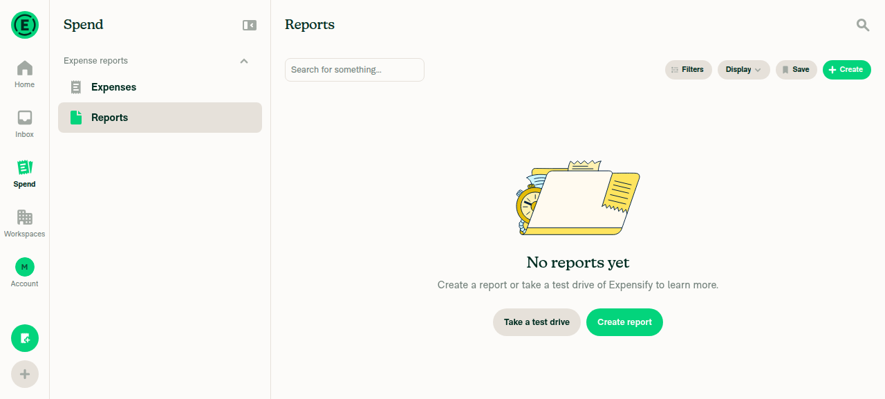 Spend > Reports empty state