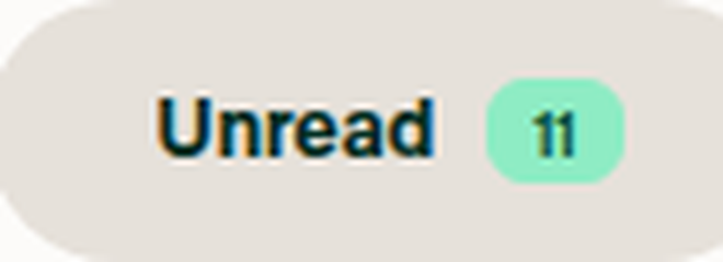 Zoom of Unread=11 pill, two-digit, centered