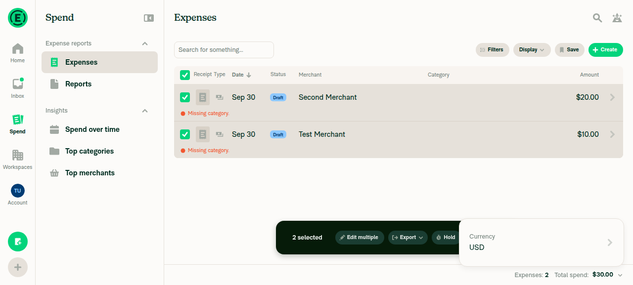 Single-row Currency menu opens when pressing the footer