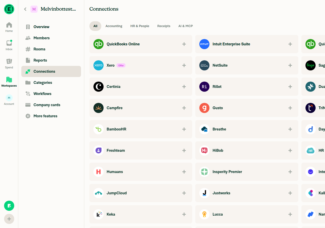 Connections page, beta on