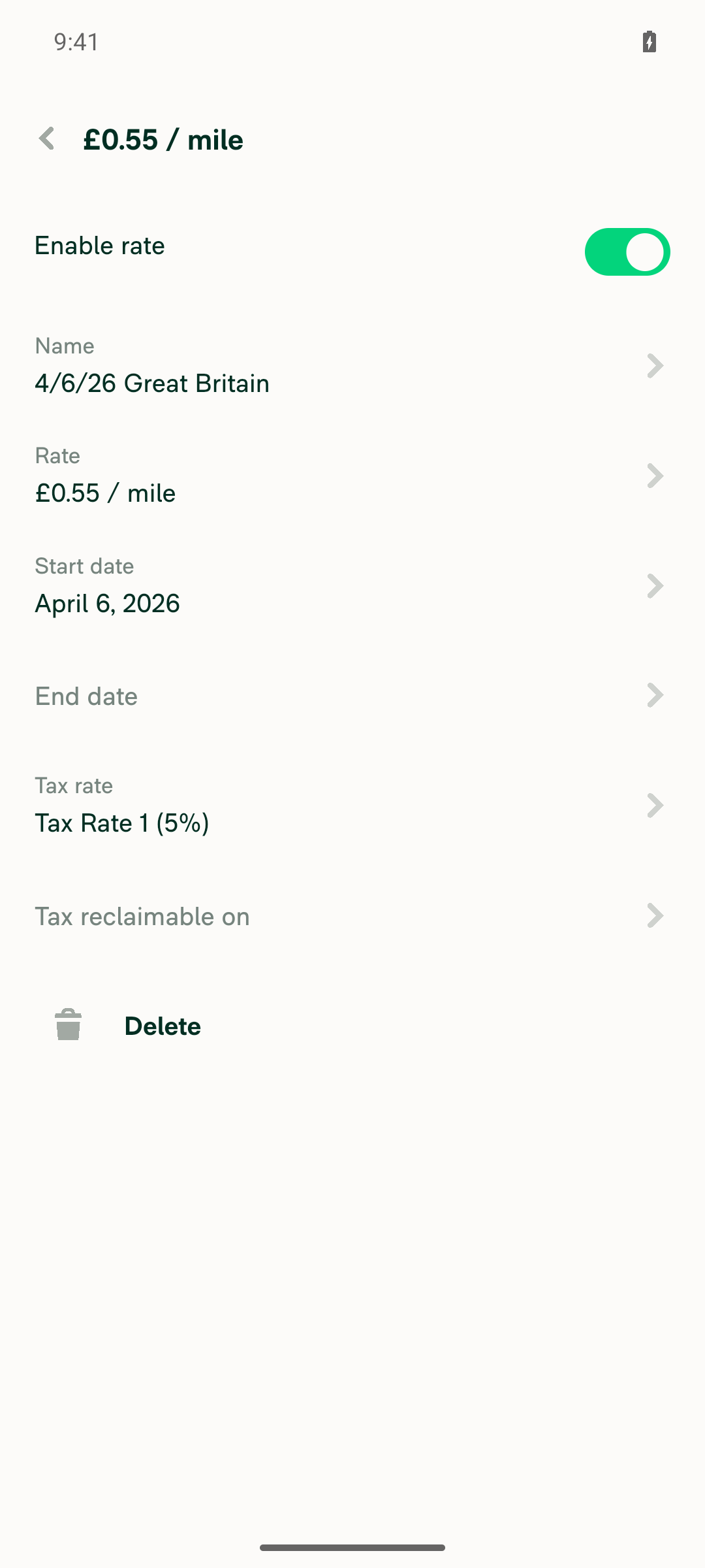 Tax rate set, Tax reclaimable on shown
