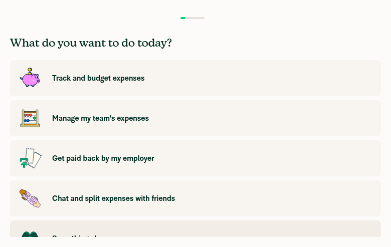 Onboarding step 2 - What do you want to do today