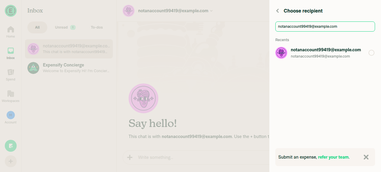Invite row appears in Choose recipient