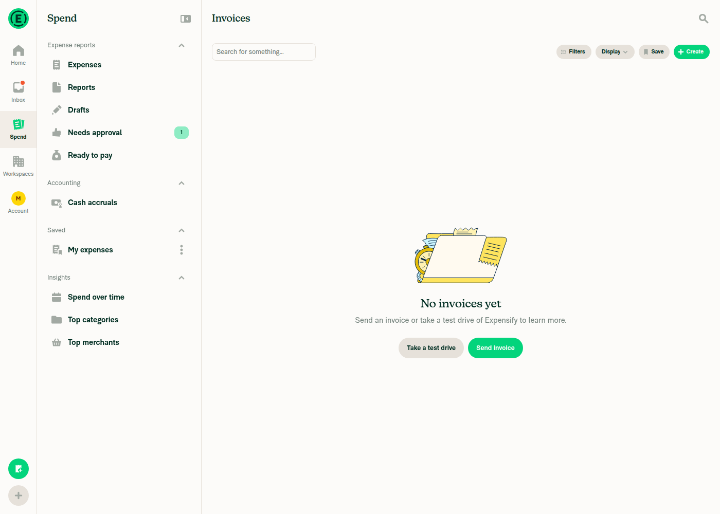 Spend Invoices tab after deletion