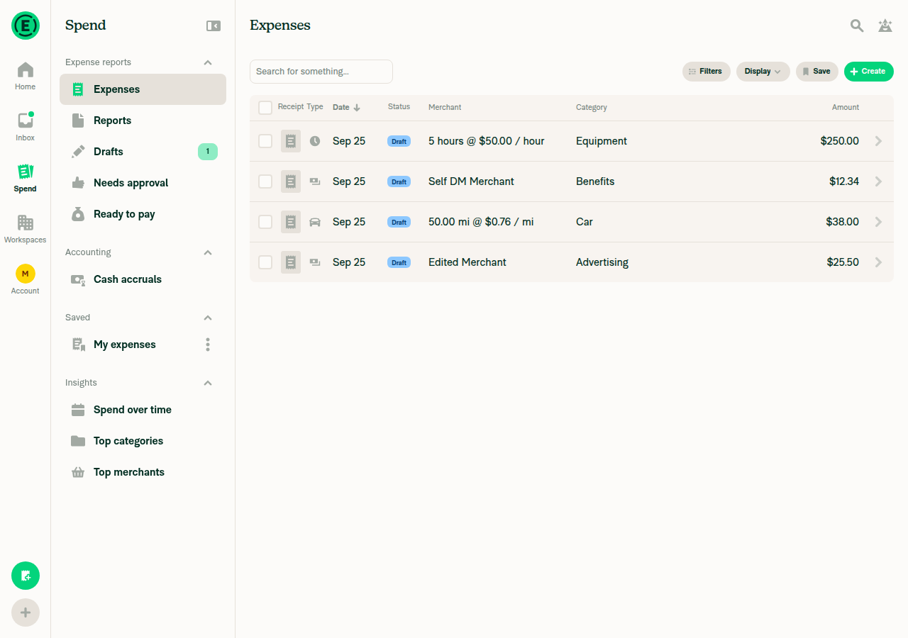 Time expense created