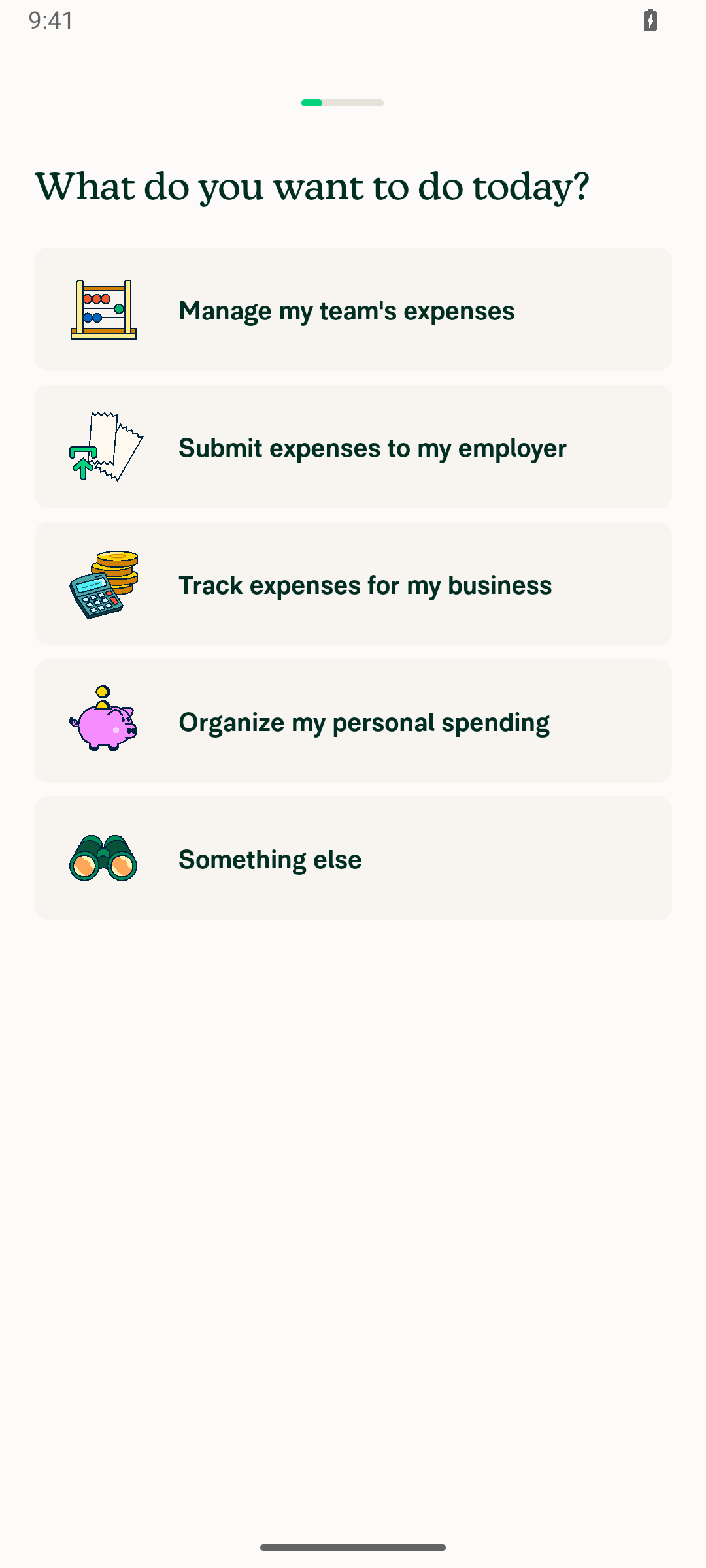 Onboarding - What do you want to do today?