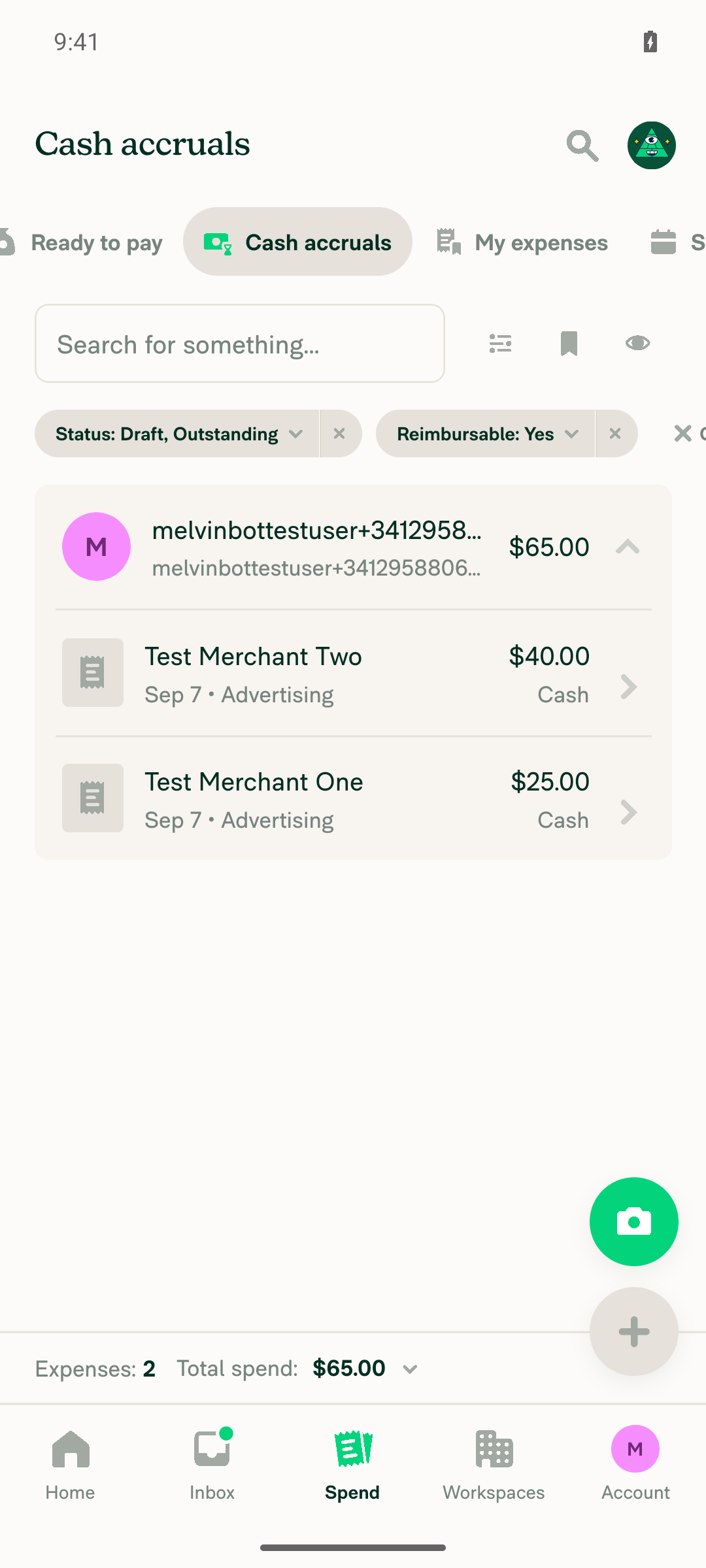 Group expanded showing both line items