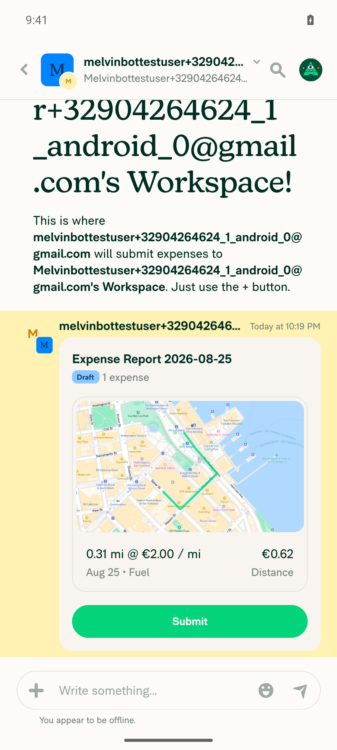 Map thumbnail visible while offline banner is shown