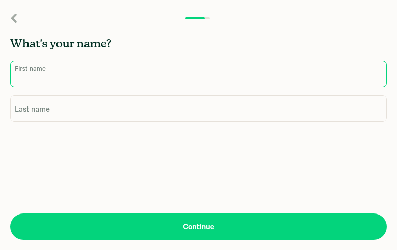 Onboarding step 3 - What is your name