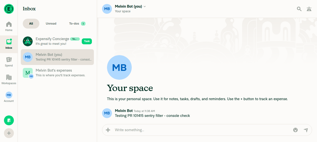 Navigated back to Inbox, prior state intact