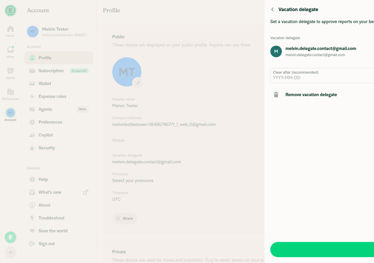 Edit form on reopen showing Remove vacation delegate button
