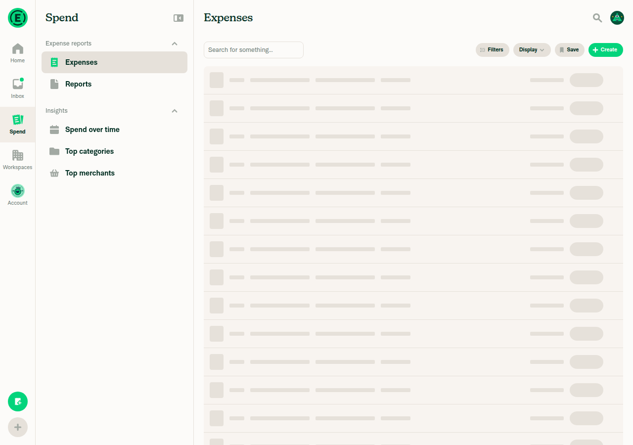 Search/Spend tab with Reports sub-tab