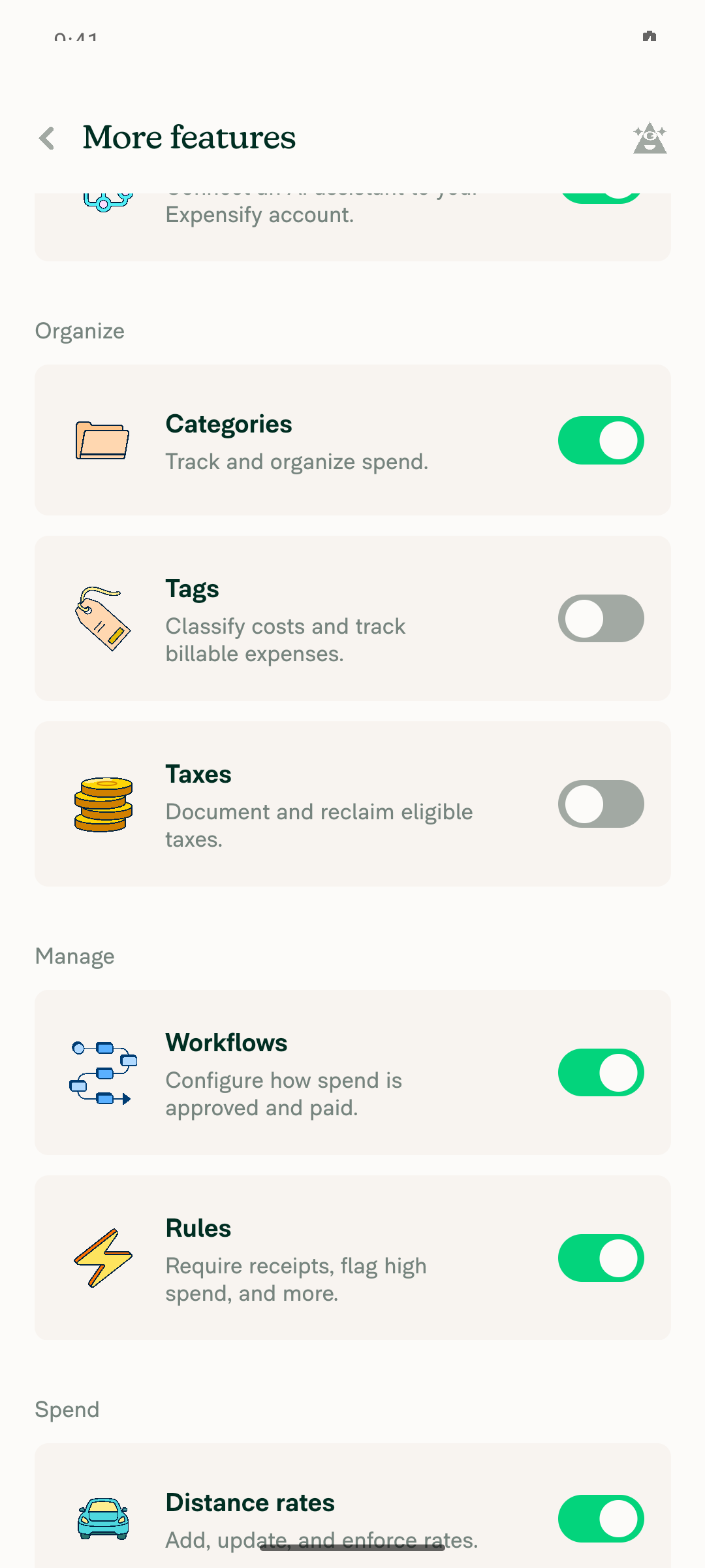 Workspace B Rules toggle on