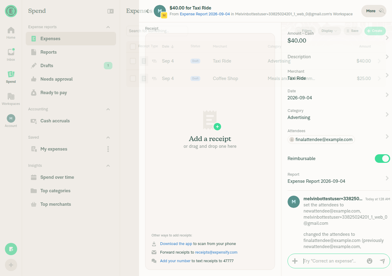 Taxi Ride attendees fully replaced by bulk edit, history confirms replace