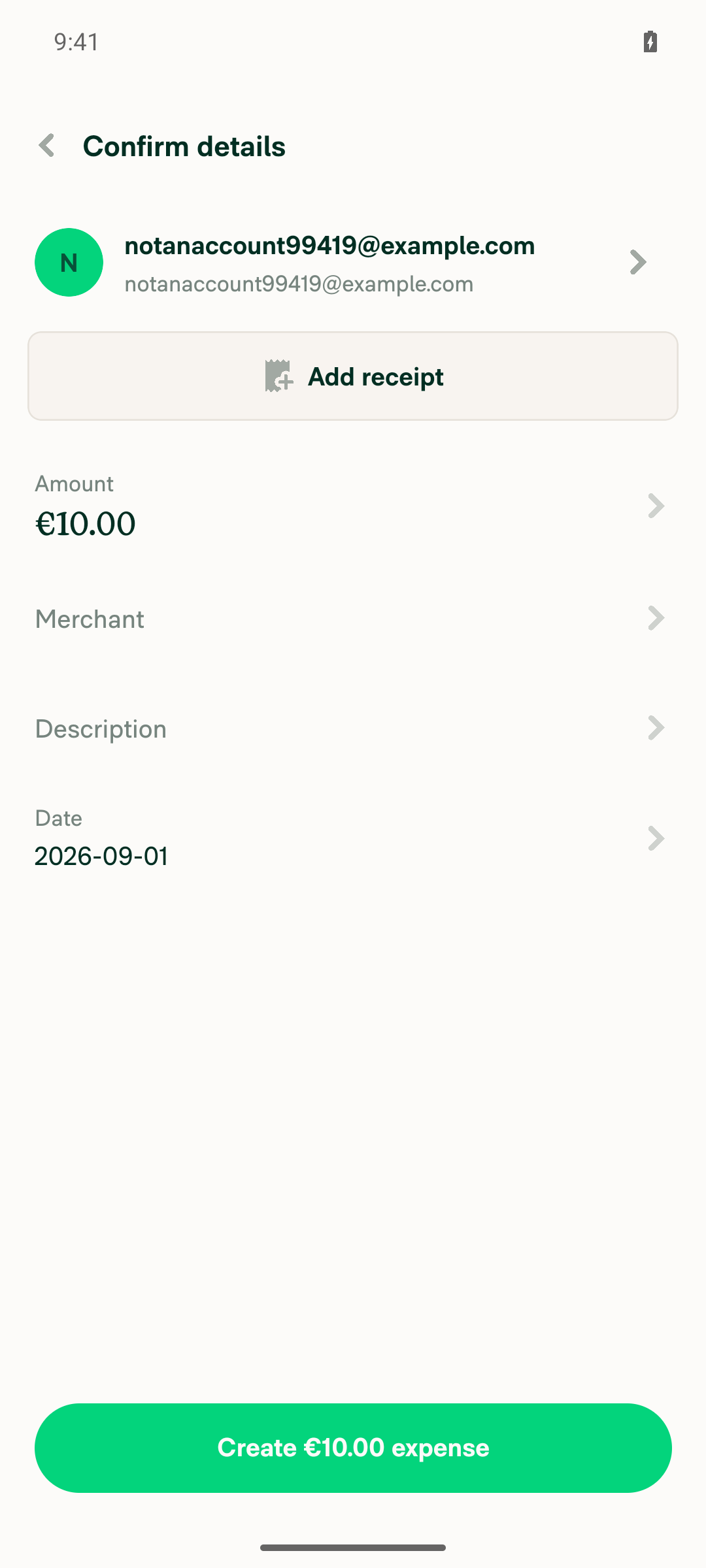 Confirm details showing trimmed participant email