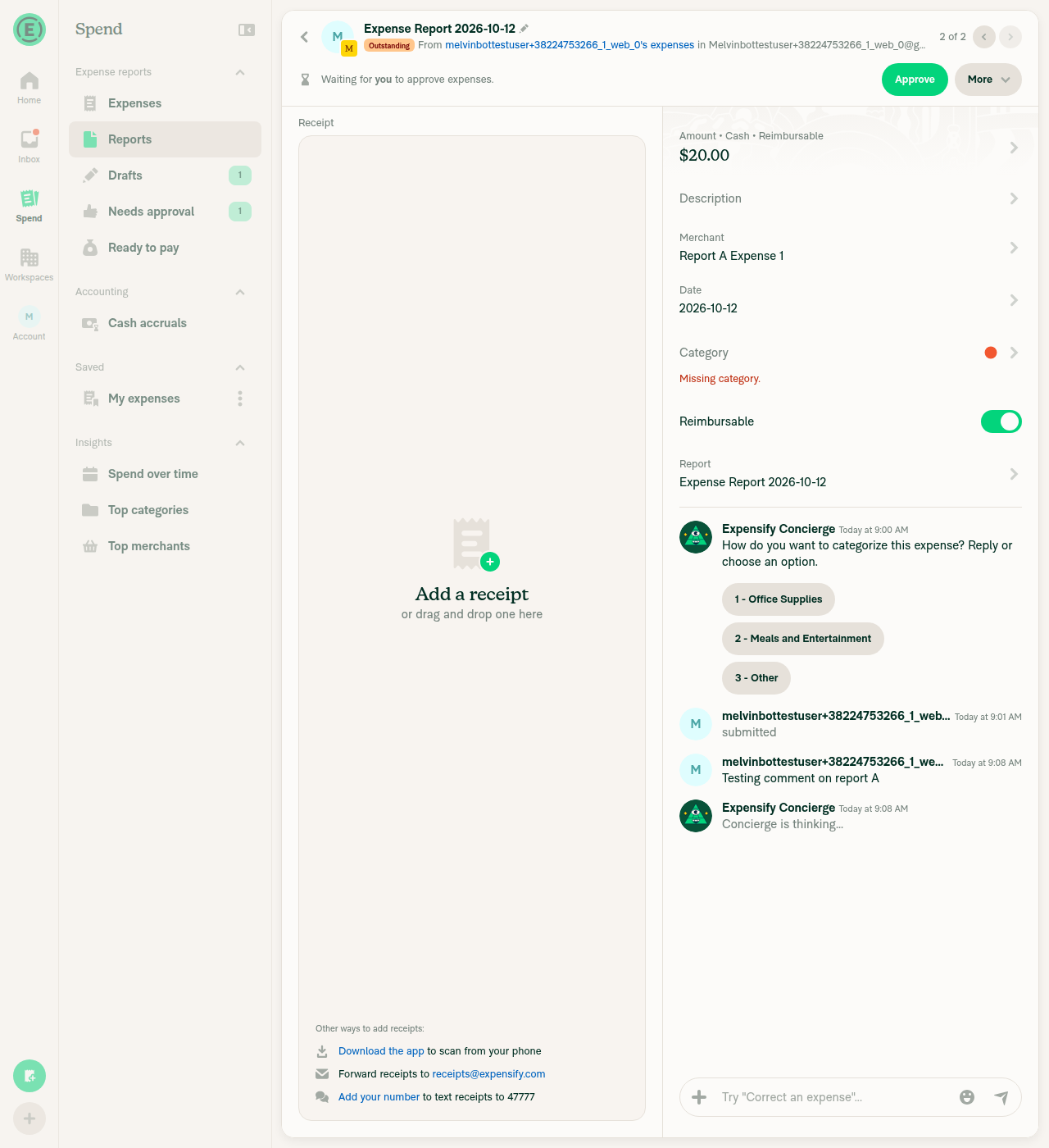 Report A back in single-expense view