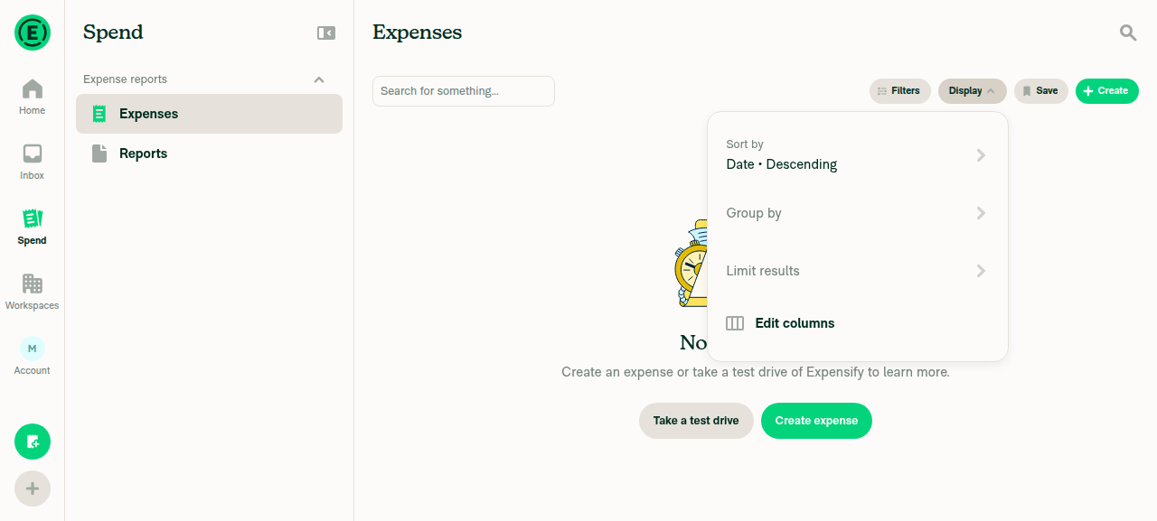 Column picker for Expenses type lacks the new columns