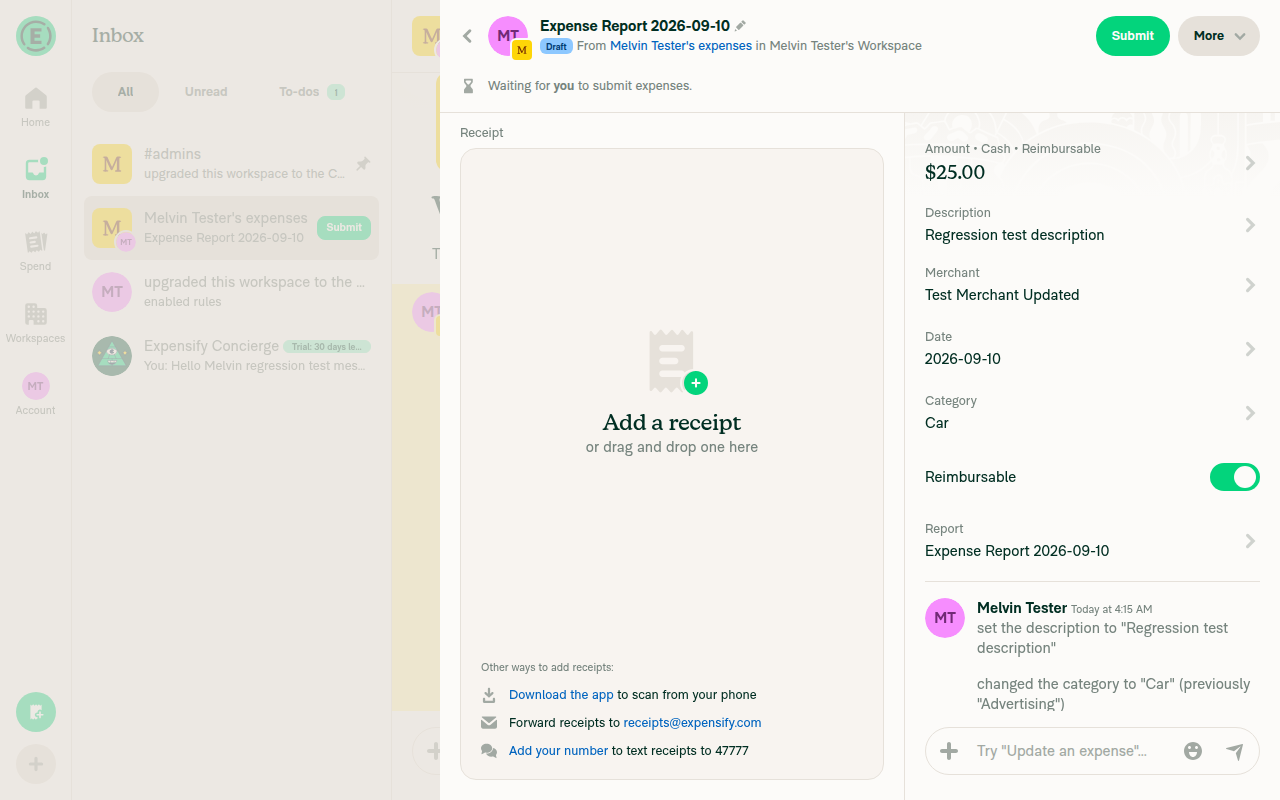 Expense after Merchant edit with Rules enabled