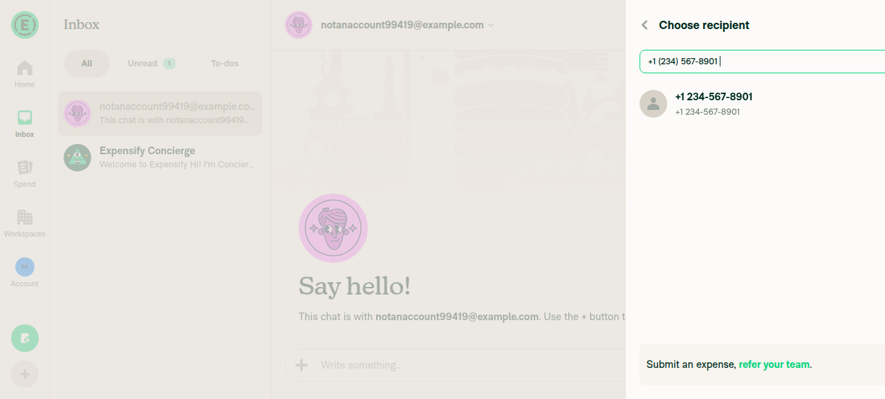 Invite row surfaces for space-padded phone number in Choose recipient