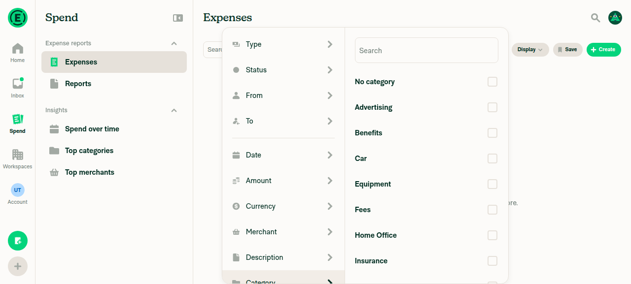 Category list before any selection - baseline scroll position
