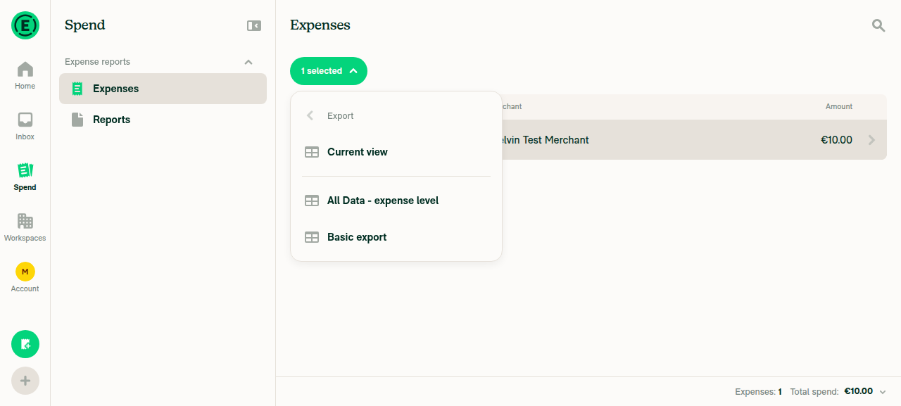 Export submenu