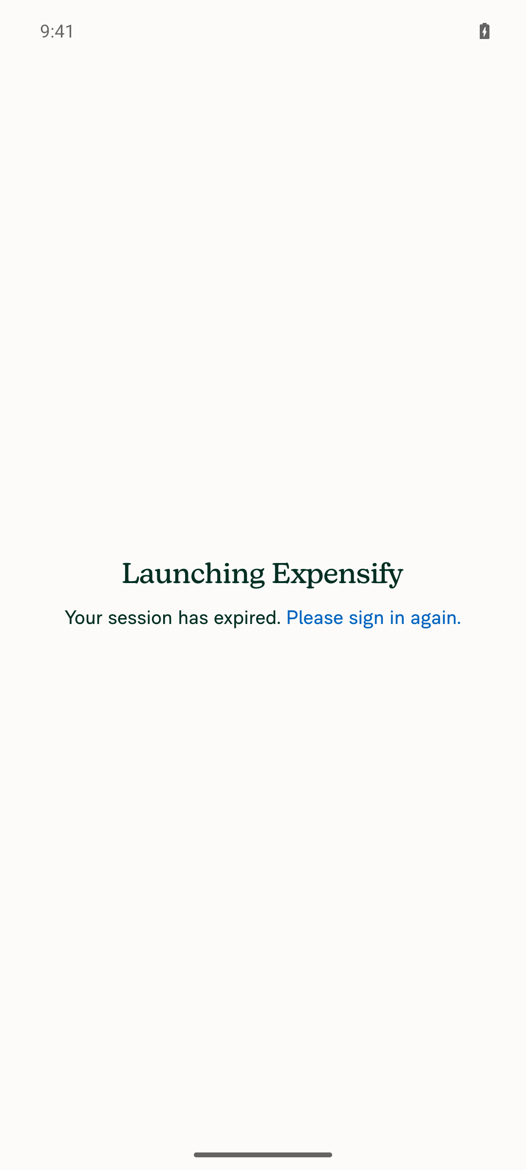 SessionExpiredPage after 11s on the shared transition/LogOutPreviousUserPage route — no Go Back button
