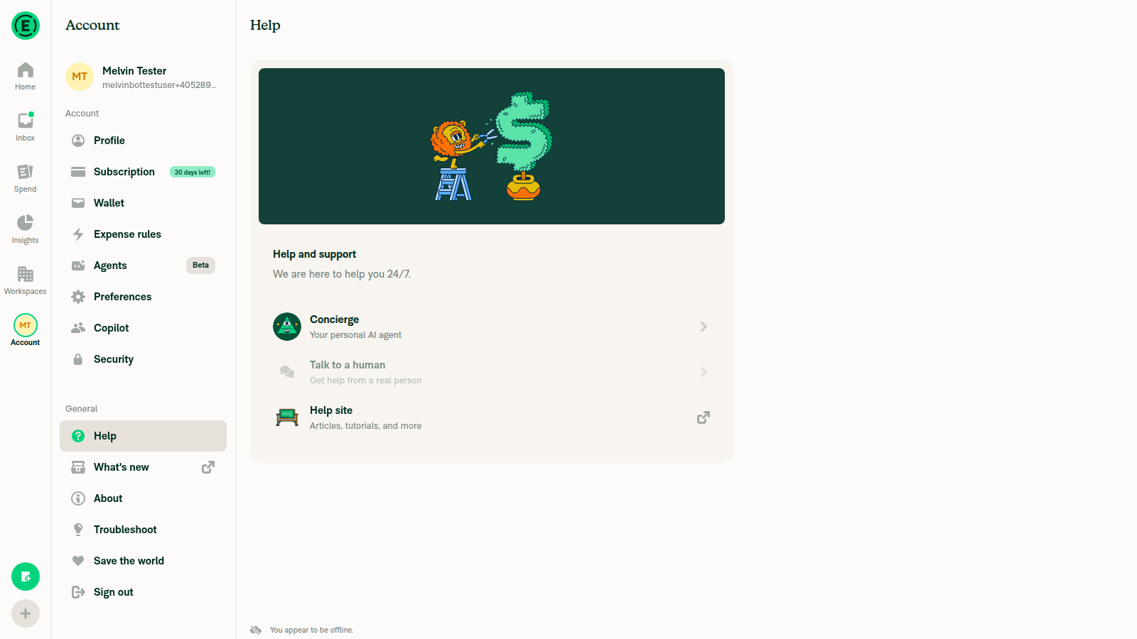 Help page offline with row disabled