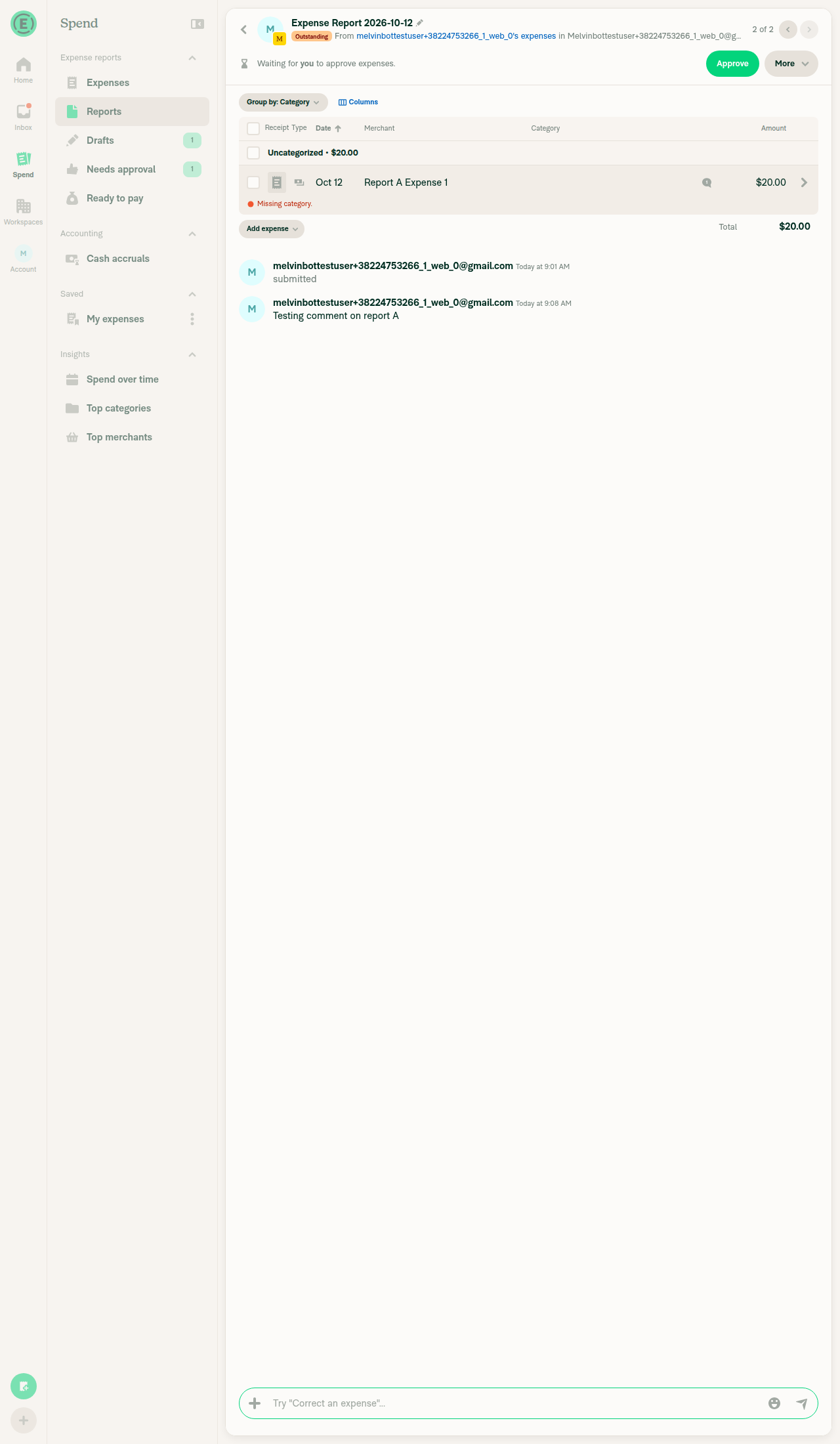 Report A table view after returning online