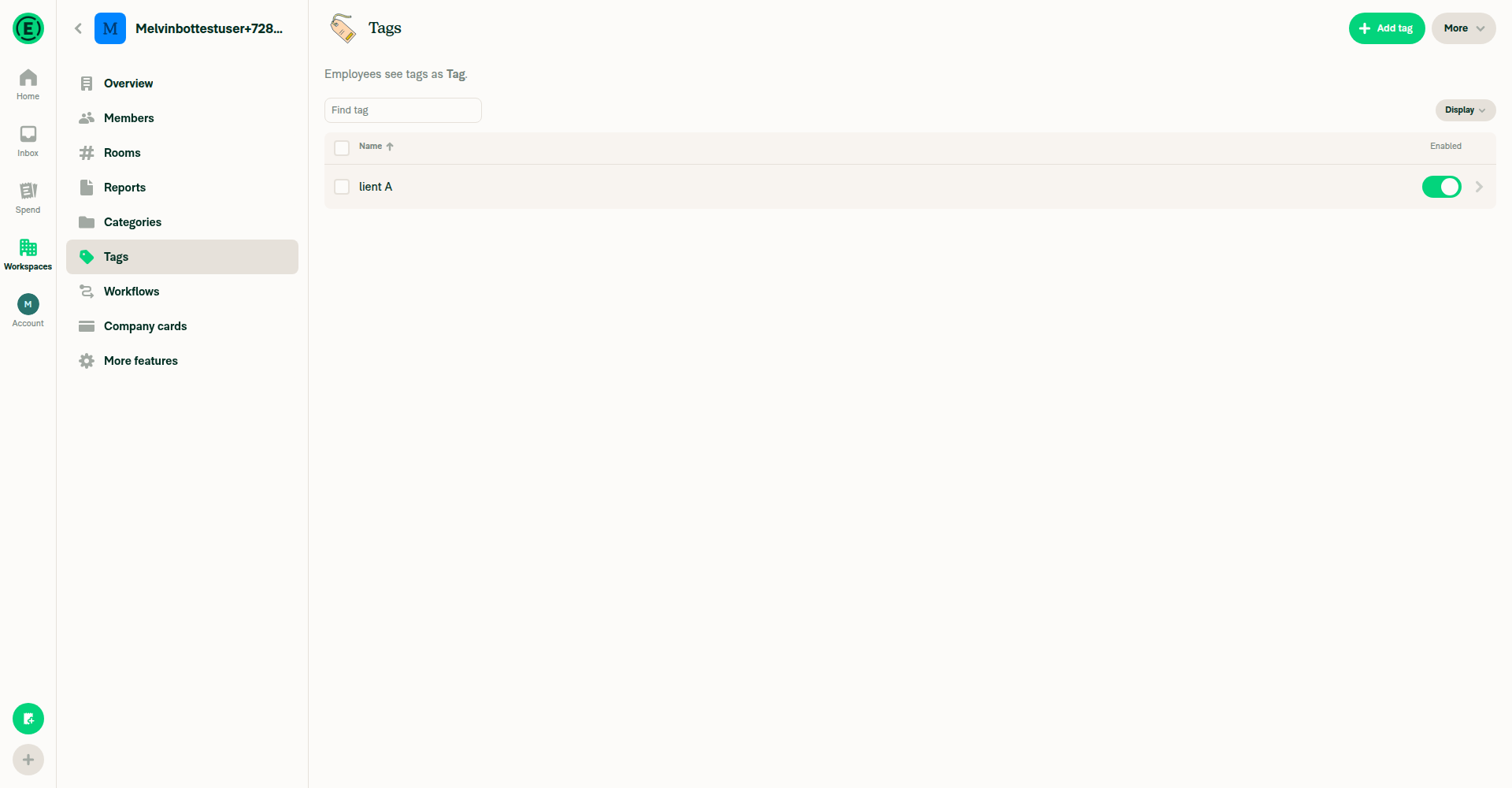 Tags table wide — right-docked Enabled header