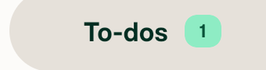 Zoom of To-dos=1 badge, centered